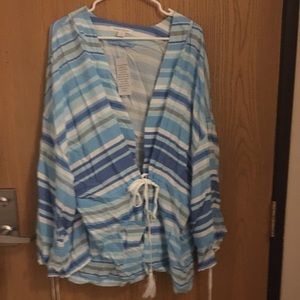DREAMS co fountain blue stripe tassel tie robe 1x A-14